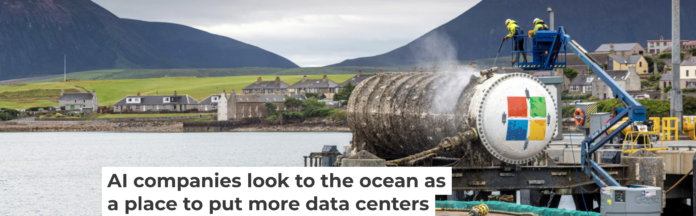 Underwater data centers will accumulate sea life, like this Microsoft data center testing module, which in two years underwater attracted algae, barnacles and sea anemones. Microsoft